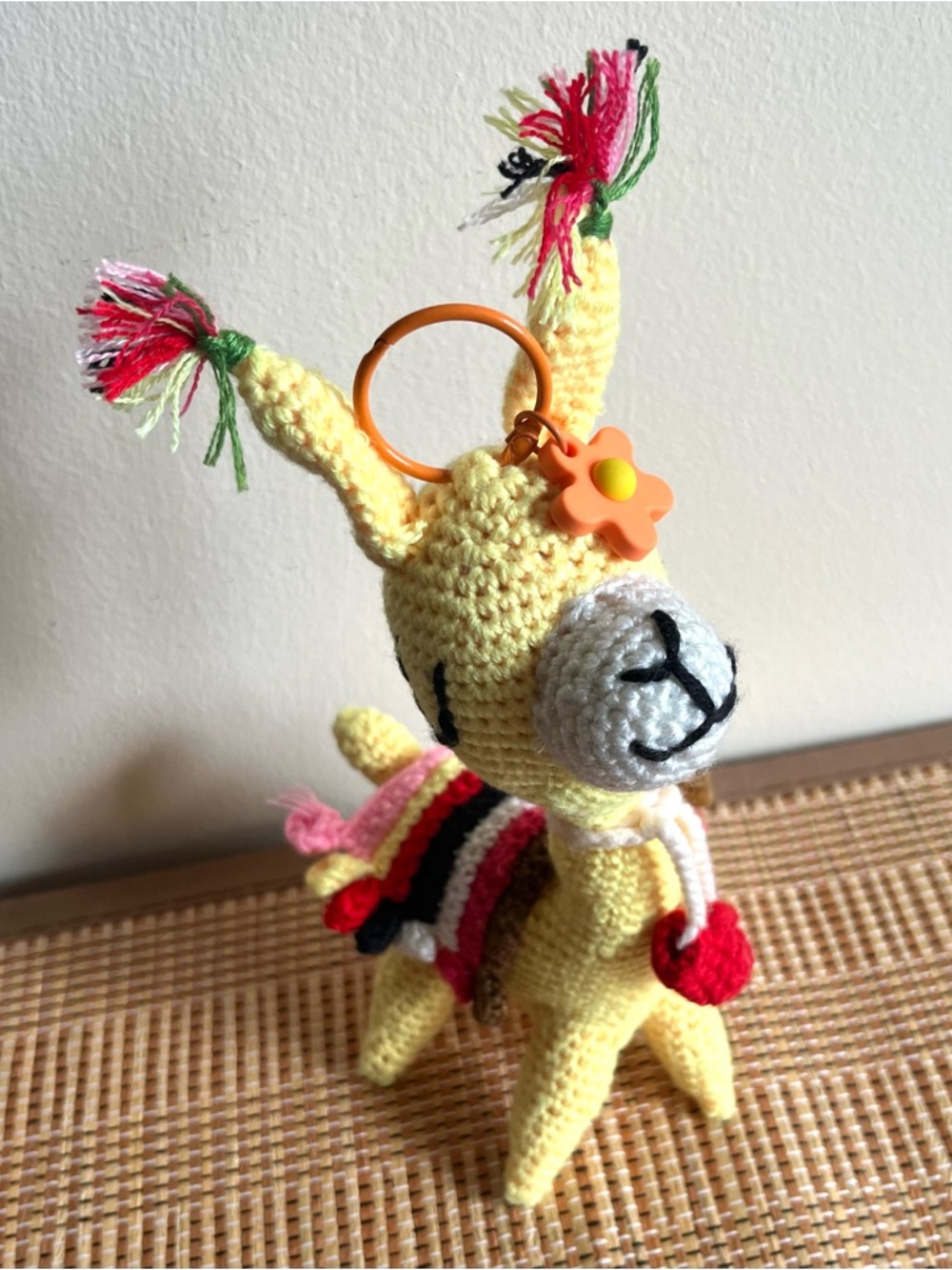 🛍️ 4 for $20 🛍️ Handmade Yellow Crochet Llama with Multicolor Saddle